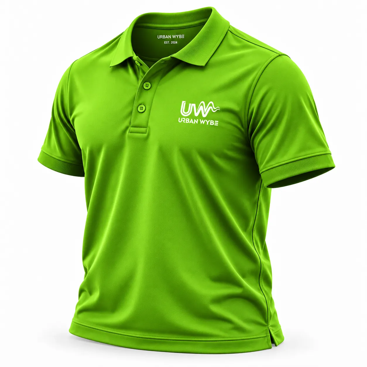 Urban Signature Pique Polo - Vibrant Lime Detail 3