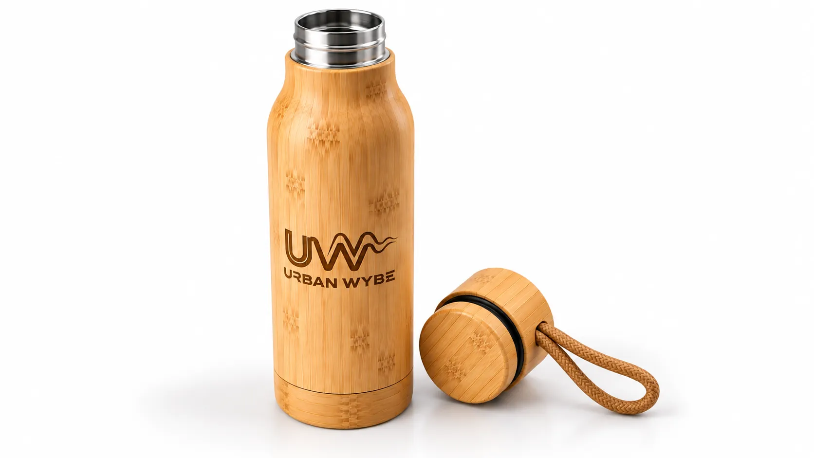 Eco-Zen Bamboo Insulated Stainless Steel Bottle Detail 1
