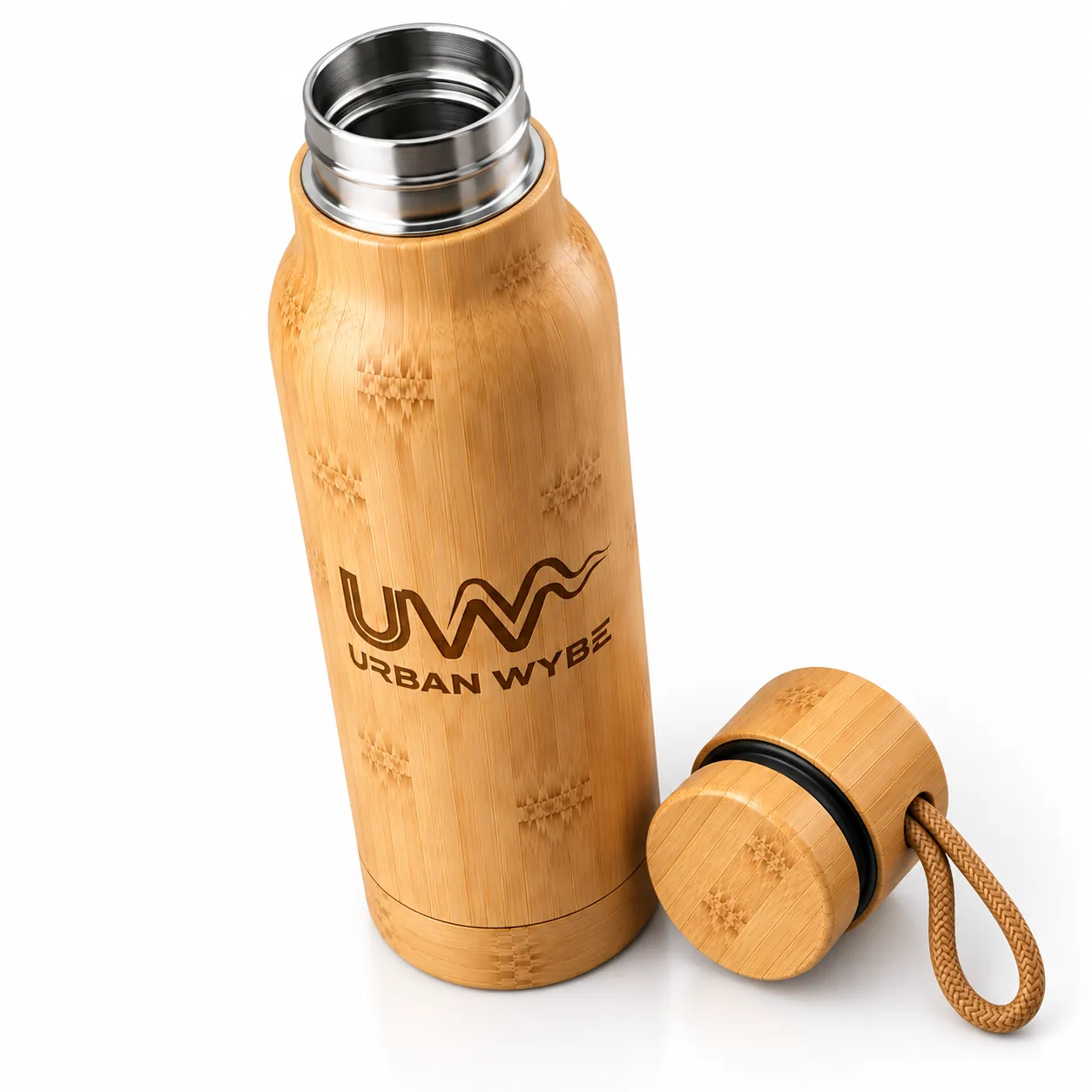 Eco-Zen Bamboo Insulated Stainless Steel Bottle Detail 2