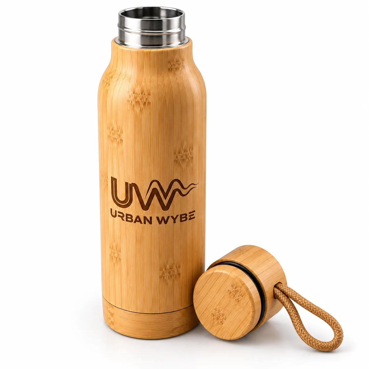 Eco-Zen Bamboo Insulated Stainless Steel Bottle Detail 3